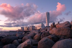 Sunset,Over,Västra,Hamnen,In,Malmö